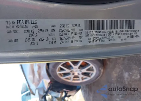 2019 Dodge Journey Gt Awd из США, поврежденный, VIN 3C4PDDEG2KT779665